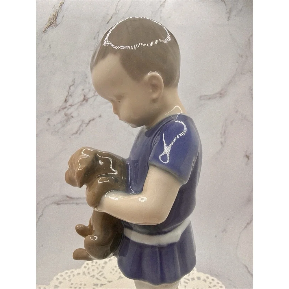 Bing & Grondahl B&G Boy‎ With Puppy 1747 Copenhagen Ingeborg Plockross-Irminger